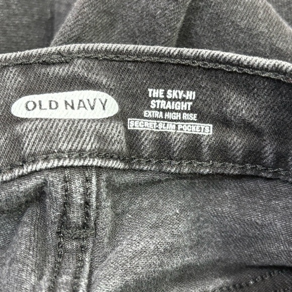 Old Navy Sky-Hi Straight Extra High Rise Jeans Size 10 Black Jack 28-29” Waist - Picture 5 of 12
